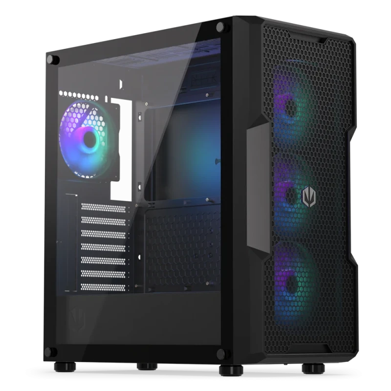 Endorfy Regnum 400 ARGB ATX Mid-Tower PC Case Black – Tempered Glass Side Panel, 4x120mm Stratus PWM ARGB Fans Included, High-Airflow Mesh Front, Supports ATX / Micro-ATX / Mini-ITX, 370mm GPU & 162mm CPU Cooler Support - Featured Image