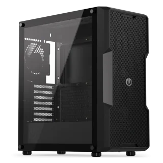 Endorfy Regnum 400 Air ATX Mid-Tower PC Case Black – Tempered Glass Side Panel, 4x120mm Stratus PWM Fans Included, High-Airflow Mesh Front, Supports ATX / Micro-ATX / Mini-ITX, 370mm GPU & 162mm CPU Cooler Support
