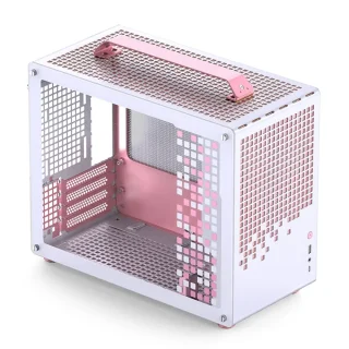Jonsplus Z20 White-Pink Micro-ATX PC Case with Carrying Handle – Compact mATX Mini-Tower, 363mm GPU Clearance, 164mm CPU Cooler Height, 240mm Radiator Support, USB-C + USB 3.2 Type-A, Steel/Aluminium Portable Gaming Case