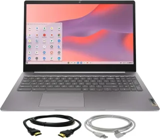 Lenovo IdeaPad 3i Chromebook 15.6" FHD Laptop – Intel Celeron, 4GB RAM, 64GB eMMC Storage, Chrome OS, Arctic Grey, Includes USB 2.0 Type-A to Type-B Cable & 6ft HDMI Ethernet Cable