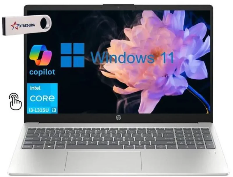 HP 15.6″ HD Touchscreen Business & Home Laptop – 13th Gen Intel Core i3-1315U (6-Core up to 4.5 GHz), 8GB RAM, 256GB PCIe SSD, HD Touch Display, Intel UHD Graphics, Wi-Fi, Bluetooth, HDMI, Windows 11 Home, Includes Xtredura Flash Drive - Featured Image