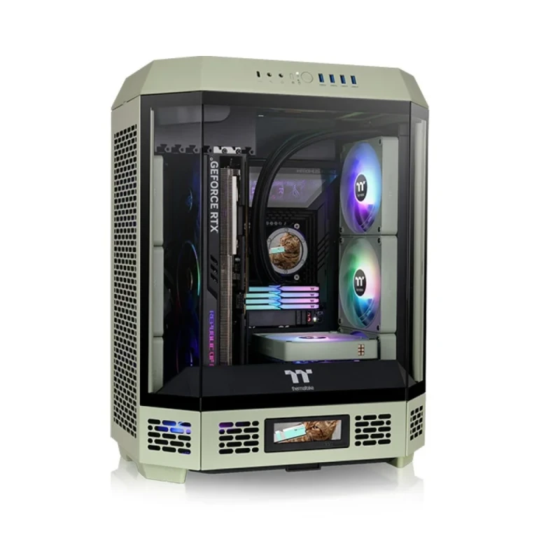 Thermaltake The Tower 600 Matcha Green ATX Mid-Tower PC Case – 3x 3mm Tempered Glass Panels, Vertical Showcase Design, 2x 140mm PWM Fans Included, USB-C 3.2 Gen2 + 4x USB 3.0, 420mm + 360mm Radiator Support, 400mm GPU Clearance, CA-1Z1-00MEWN-00 - Featured Image