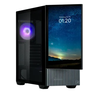 Zalman Z10 DS Black Mid-Tower PC Case with Built-In 15.6" Full HD LCD Display – ATX/Micro-ATX/Mini-ITX Compatible Tempered Glass Gaming Chassis, 395 mm GPU Clearance, 360 mm Radiator Support, USB-C & HDMI Display I/O, ARGB Fans Included (Z10 DS BLACK, EAN 8800263650040)