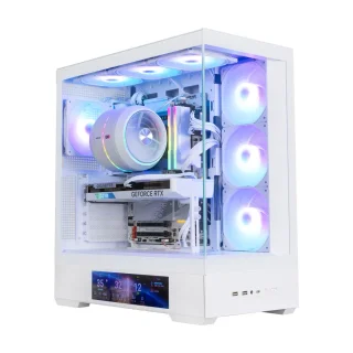Zalman P40 DS White Mid-Tower PC Case – ATX/Micro-ATX/Mini-ITX Tempered Glass Chassis with Integrated 9.1″ LCD Display, 4 Pre-Installed ARGB Fans, Up to 360 mm Radiator Support, 420 mm GPU Clearance, USB-C Front I/O & Panorama View Gaming Tower (P40 DS WHITE, EAN 8800263650583)
