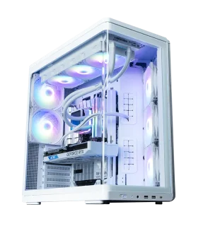 Zalman P60 White ATX Mid-Tower PC Case – Tempered Glass Dual-Chamber Gaming Chassis, Support for ATX/mATX/Mini-ITX, 5 ARGB Fans Included, USB-C & USB 3.0 Front I/O, Up to 360 mm Radiator Support, 435 mm GPU Clearance, White Tempered Glass Tower (ZLM 50910, EAN 8800263650910)