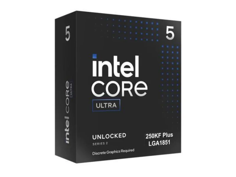 Intel Core Ultra 5 250KF Plus Desktop CPU – 18-core (6P+12E) x86-64 Arrow Lake architecture, 18 threads, up to 5.30 GHz Turbo, 30 MB L3 cache, unlocked multiplier, FCLGA-1851 socket, DDR5-7200 support, no integrated graphics (Intel Core Ultra 200S Plus series) - Featured Image