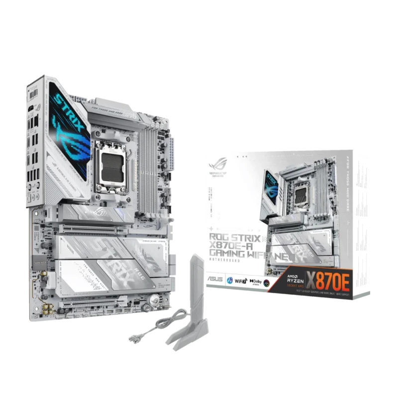 ASUS ROG STRIX X870E-A GAMING WIFI7 NEO AM5 Motherboard – AMD X870E chipset, AM5 socket for Ryzen 7000/8000/9000 series, DDR5 dual-channel memory support up to 9600+ MT/s, Wi-Fi 7 802.11be + Bluetooth 5.4, Realtek 5 Gb Ethernet, PCIe 5.0 x16 & multiple M.2 slots, USB4 & USB-C, SupremeFX audio, Aura Sync RGB, pre-mounted I/O shield for high-performance gaming and creator builds - Featured Image