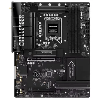 ASRock B860 Challenger WiFi ATX Motherboard – Intel B860 chipset, LGA1851 socket supporting Intel Core Ultra processors, DDR5 dual-channel memory (4 DIMMs up to 8666+ MT/s OC), PCIe 5.0 x16 & PCIe 4.0 x16 expansion, Wi-Fi 7 802.11be + Bluetooth 5.4, 2.5G LAN, 3x M.2 (Gen5/Gen4) slots, 4x SATA3, HDMI 2.1, USB-C & USB 3.2 ports, ASRock Polychrome RGB & Lightning Gaming Ports