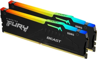Kingston FURY Beast RGB 64 GB - 2 x 32GB, DDR5 288-pin DIMM, 6000MT/s, CL30, Black color