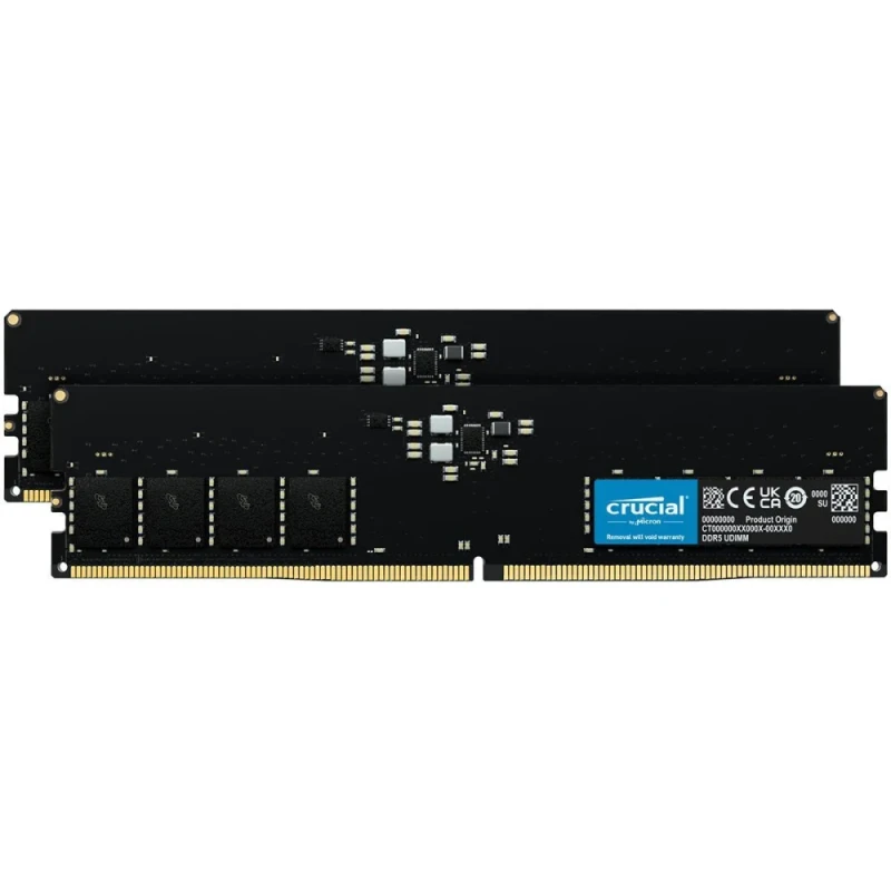 Crucial CT2K16G56C46U5 32 GB - 2 x 16GB, DDR5 288-pin DIMM, 5600MT/s, CL46, Black color - Featured Image