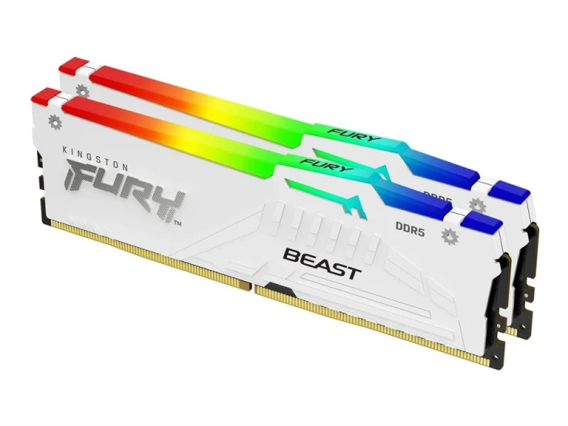 Kingston FURY Beast RGB 32 GB - 2 x 16GB, DDR5 288-pin DIMM, 6000MT/s, CL36, White color - Featured Image