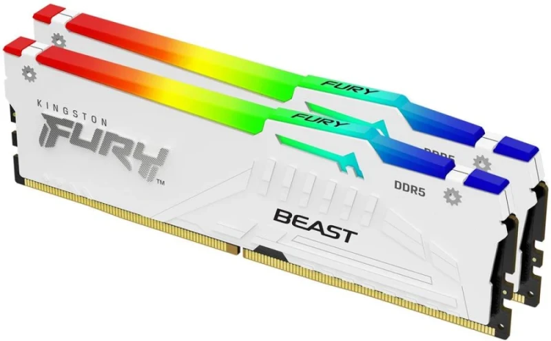 Kingston FURY Beast RGB 64 GB - 2 x 32GB, DDR5 288-pin DIMM, 6400MT/s, CL32, White color - Featured Image