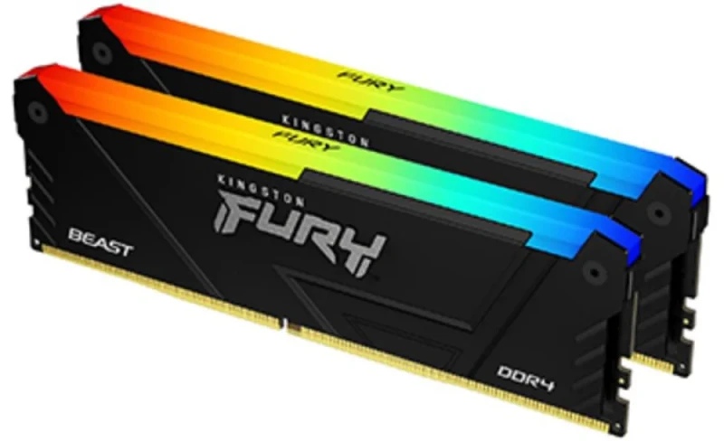 Kingston FURY Beast RGB 64 GB - 2 x 32GB, DDR4 288-pin DIMM, 3600MT/s, CL18, Black color - Featured Image