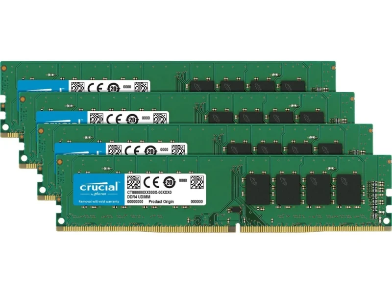 Crucial CT4K16G4DFD824A 64 GB - 4 x 16GB, DDR4 288-pin DIMM, 2400MT/s, CL17, Green / Black color - Featured Image