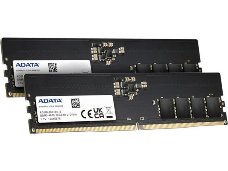 ADATA AD5U480016G-DT 32 GB - 2 x 16GB, DDR5 288-pin DIMM, 4800MT/s, CL40, Black color - Featured Image