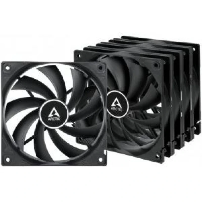 ARCTIC F12 PST 5-Pack - 120mm PWM fan, 22.5 dB, 53 CFM Airflow, 230 - 1350 RPM, Black Color - Featured Image