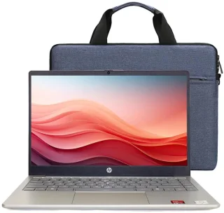 HP 14″ HD Laptop Bundle – AMD Athlon 7120 Dual-Core, 14″ HD LED Display, 4 GB DDR4 RAM, 128 GB UFS Storage, AMD Radeon Integrated Graphics, Windows 11 Home in S Mode, Wi-Fi, HDMI & USB Ports, Moonlight Blue, Includes Splash-Proof Laptop Bag, Ideal for Students, Home, and Office Use