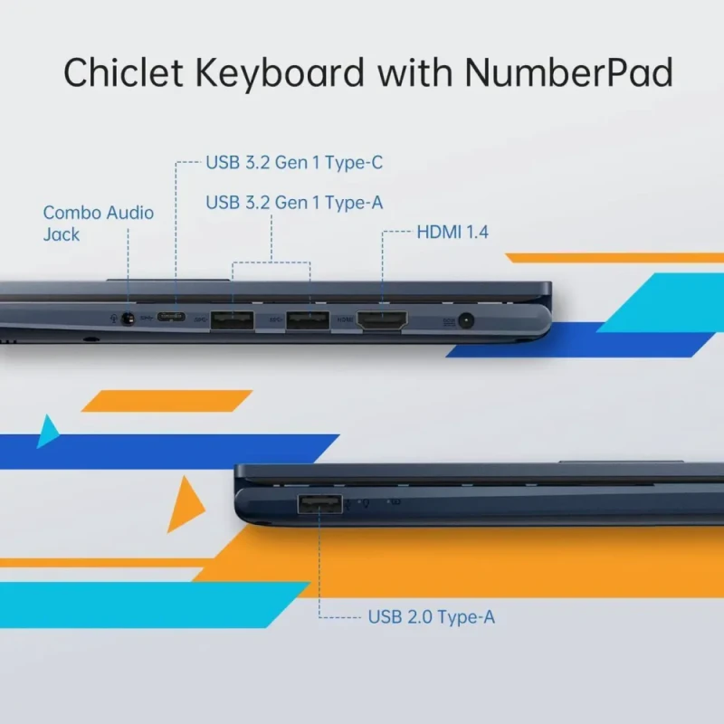 ASUS Vivobook 14 14" FHD Laptop with Lifetime Office, Intel Core i3-1315U(up to 4.5 GHz), 8GB RAM, 512GB SSD, Laptop Computer for Student & Business, NumberPad, Privacy Camera, Mouse, Windows 11 Home - Featured Image