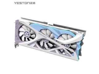 Yeston Sakura GeForce RTX 4060 Ti 16GB GDDR6 Graphics Card - 2595MHz Boost Clock, Triple Fan Cooling, 128-bit, PCIe 4.0 x8, DLSS 3, Ray Tracing, HDMI 2.1a, 3x DisplayPort 1.4a, ARGB Lighting, 305mm Length, White / Blue