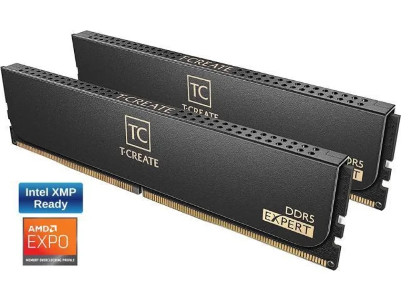 TEAMGROUP T-Create Expert 32 GB - 2 x 16GB, DDR5 288-pin DIMM, 5600MT/s, CL38, Black / Gold color - Featured Image
