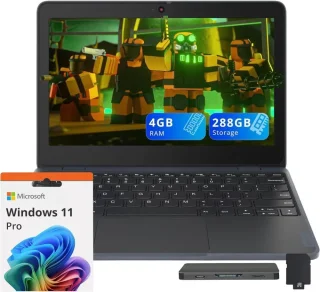 Lenovo 100w Gen 4 11.6" HD Laptop, Intel Processor N100, 4GB LPDDR5, 288GB Storage (128GB SSD + 160GB Docking Station Set), Intel UHD Graphics, 720p HD Camera, Win 11 Pro, Gray