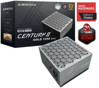 MONTECH CENTURY II 1050W Fully Modular ATX 3.1 Gaming Power Supply - 80 Plus Gold / Cybenetics Platinum Certified, PCIe 5.1 Ready 12V-2x6 Cable, High Efficiency PSU, Zero RPM Smart Fan, Japanese Capacitors, Ultra Low Noise Design, 10-Year Warranty, Black
