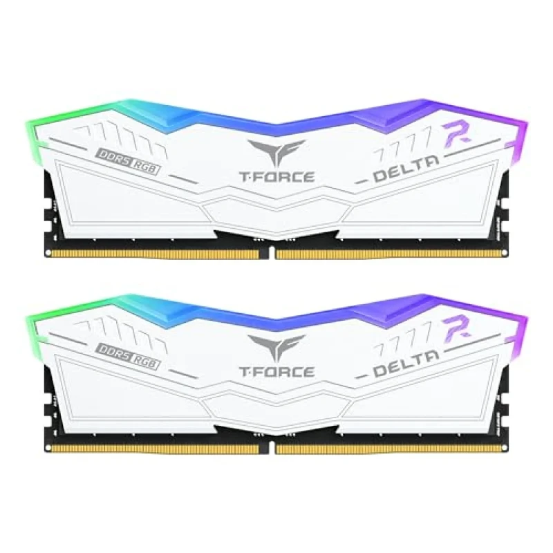 TEAMGROUP T-Force Delta RGB 32 GB - 2 x 16GB, DDR5 288-pin DIMM, 6400MT/s, CL38, White color - Featured Image