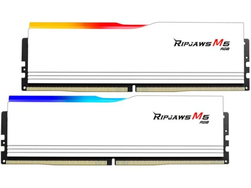 G.Skill Ripjaws M5 RGB 32 GB - 2 x 16GB, DDR5 288-pin DIMM, 6000MT/s, CL30, White color - Featured Image