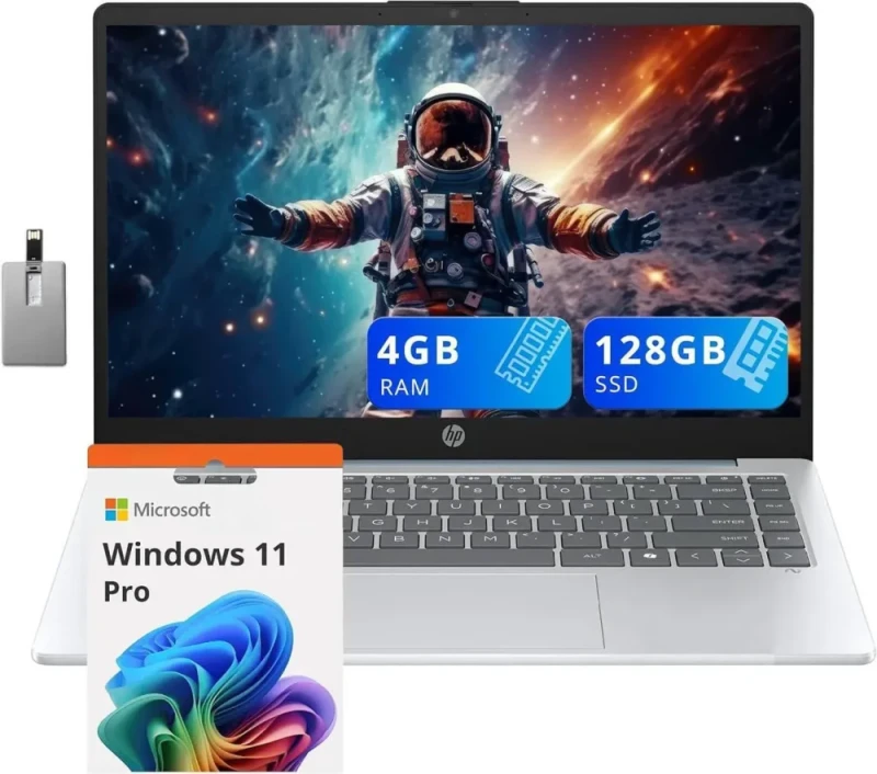 HP 14" HD Business Laptop – AMD Athlon 7120U Processor, 4GB DDR5 RAM, 128GB PCIe SSD, AMD Radeon Graphics, 14" HD Anti-Glare Display, Wi-Fi 6, 720p HD Webcam, Copilot Key, Windows 11 Pro, Blue, Includes 32GB USB Flash Drive - Featured Image