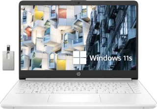 HP Premium Stream 14" HD BrightView Laptop – Intel Celeron N4120 Processor, 4GB RAM, 64GB eMMC Storage, Intel UHD Graphics 600, BrightView HD Display, HD Webcam, Wi-Fi 5, Bluetooth, HDMI, 1-Year Microsoft 365 Included, Windows 11 S, White, Includes 32GB USB Flash Drive
