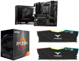 MSI PRO B550M-VC WIFI + AMD Ryzen 5 5500 + Team T-Force Delta RGB 16GB (2 x 8GB) DDR4 3200
