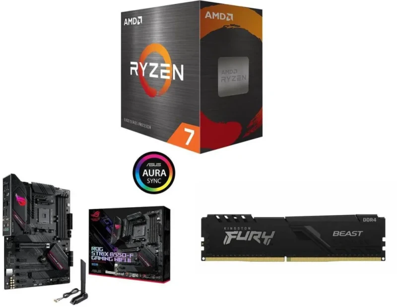 AMD Ryzen 7 5800X + Asus ROG Strix B550-F Gaming WiFi II + Kingston Fury Beast 16GB DDR4 3200 - Featured Image