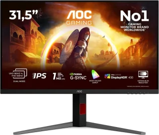 AOC U32G4U 31.5 inch UHD Gaming Monitor 160Hz, Fast IPS Panel, 0.5ms MPRT, Adaptive Sync, HDR400, G-Sync Compatible, Height Adjustment, (3840x2160 HDMI 2x 2.1 DP 1x 1.4 USB Hub) Black