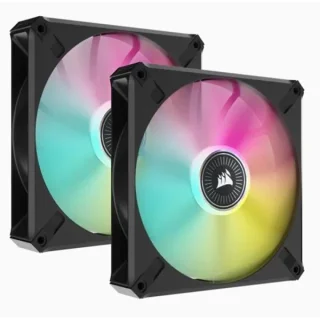 Corsair iCUE ML RGB ELITE Premium 2-Pack - 140mm PWM fan, 10 - 31.8 dB, 15 - 82.9 CFM Airflow, 400 - 1600 RPM, Black Color