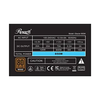 Rosewill Glacier 850M - 850 W ATX Power Supply, 80+ Bronze, Semi-Modular
