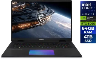 MSI Titan 18 HX A2WJ-1258US 18" Gaming Laptop - Intel Core Ultra 9 290HX, NVIDIA GeForce RTX 5090 Laptop GPU, 64GB DDR5-6400 RAM, 4TB NVMe SSD, 18" QHD+ 240Hz Display, Wi-Fi 7, Windows 11 Pro