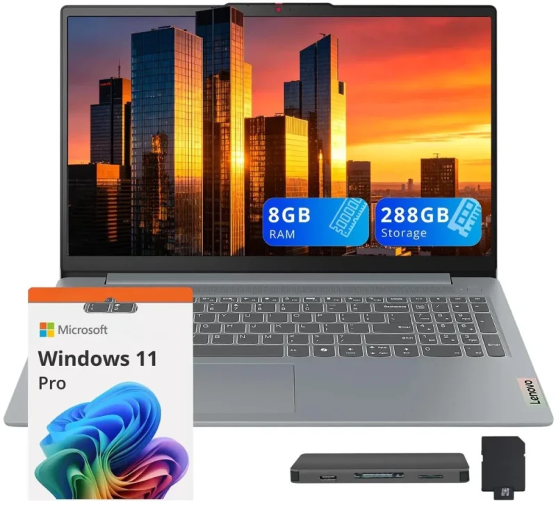 Lenovo IdeaPad Slim 3 15.6" Laptop - Intel Processor N150, Intel Integrated Graphics, 8GB RAM, 288GB Storage (128GB UFS + 160GB Docking Station Set), 15.6" FHD Anti-Glare Display, Wi-Fi 6, Windows 11 Pro (Grey) - Featured Image