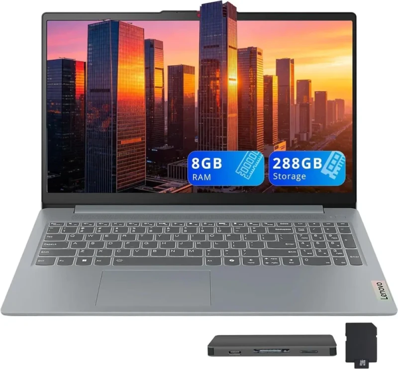 Lenovo IdeaPad Slim 3 15.6" Laptop - Intel Processor N150, Intel Integrated Graphics, 8GB RAM, 288GB Storage (128GB UFS + 160GB Docking Station Set), 15.6" FHD Anti-Glare Display, Wi-Fi 6, Windows 11 Home (Grey) - Featured Image