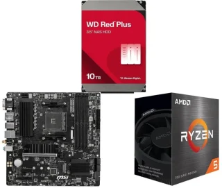 WD Red Plus 10TB NAS Hard Disk Drive + MSI PRO B550M PRO-VDH WIFI + AMD Ryzen 5 5500