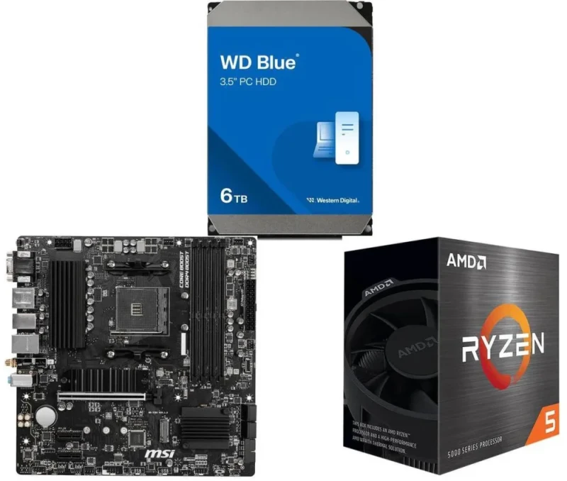 WD Blue 6TB Desktop Hard Disk Drive + MSI PRO B550M PRO-VDH WIFI + AMD Ryzen 5 5500 - Featured Image