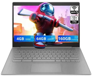 HP 14" HD Chromebook Laptop - Intel Celeron N4500 Dual-Core, 4GB LPDDR4 RAM, 224GB Total Storage (64GB eMMC + 160GB Docking Station), 14" HD Display, Chrome OS, Modern Gray