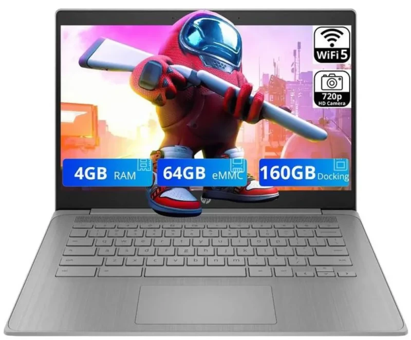 HP 14" HD Chromebook Laptop - Intel Celeron N4500 Dual-Core, 4GB LPDDR4 RAM, 224GB Total Storage (64GB eMMC + 160GB Docking Station), 14" HD Display, Chrome OS, Modern Gray - Featured Image