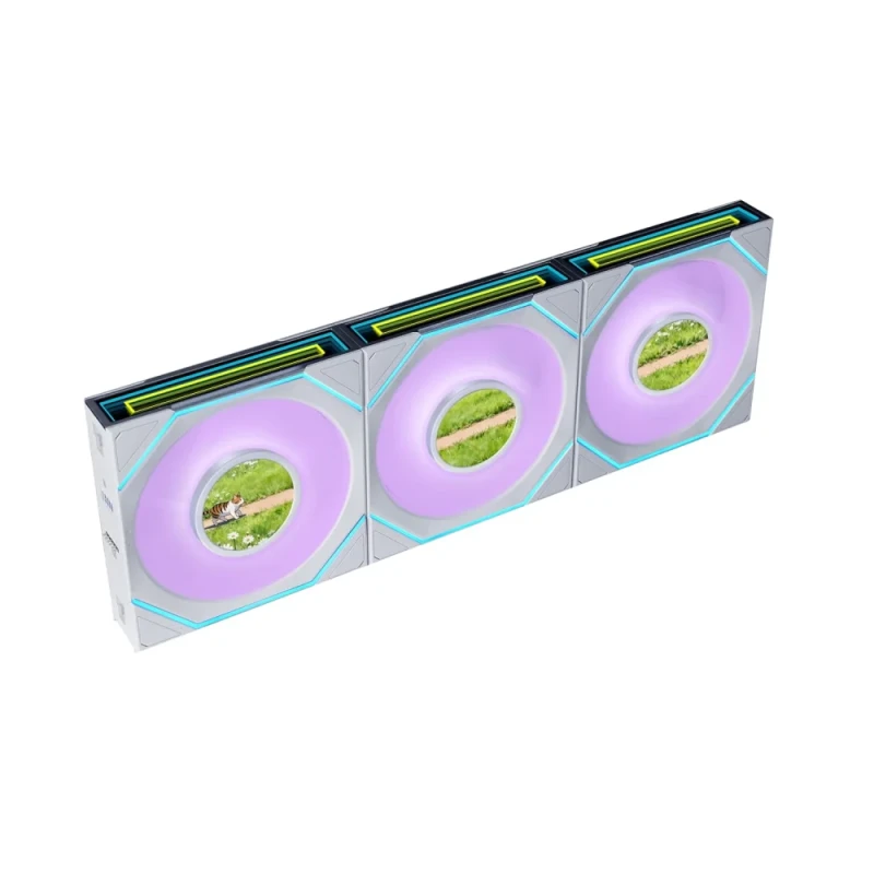 Lian Li UNI FAN SL-INF LCD FLEX 3-Pack - 120mm PWM fan, 29.5 dB, 59.2 CFM Airflow, 350 - 2000 RPM, White Color - Featured Image
