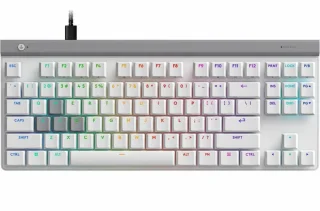 Logitech G515 Rapid TKL - Gaming Wired Keyboard, Logitech Low-Profile Magnetic Analog Switches, RGB Backlit, Tenkeyless, White Color