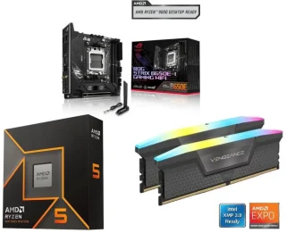ASUS ROG STRIX B650E-I GAMING WIFI + AMD Ryzen 5 9600X + CORSAIR Vengeance RGB 16GB (2 x 8GB) DDR5 6000