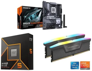GIGABYTE B650E EAGLE WIFI6E + AMD Ryzen 5 9600X + CORSAIR Vengeance RGB 16GB DDR5 6000