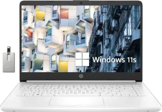 HP Premium Stream 14" HD BrightView Laptop - Intel Celeron N4120, 16GB DDR4 RAM, 64GB eMMC Storage, Intel UHD Graphics 600, 14" HD Display, Windows 11 S, 1-Year Microsoft 365, Bluetooth, Wi-Fi, HDMI, Includes 32GB Hotface USB Drive, White