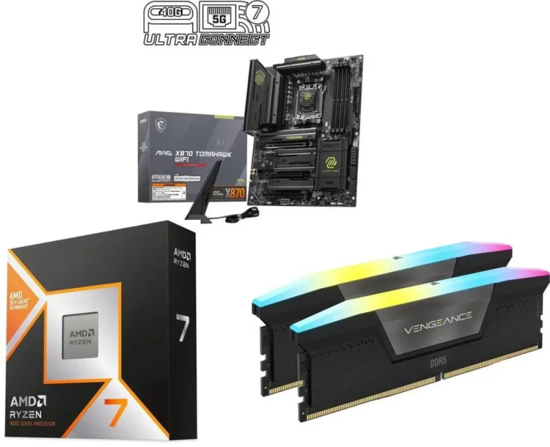 MSI MAG X870 TOMAHAWK WIFI + AMD Ryzen 7 9800X3D + CORSAIR Vengeance RGB 32GB (2 x 16GB) DDR5 6000 - Featured Image
