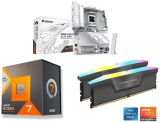 GIGABYTE B850 A ELITE WF7 ICE + AMD Ryzen 7 7700X3D + CORSAIR Vengeance RGB 16GB (2 x 8GB) DDR5 6000