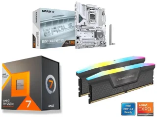 GIGABYTE B850 EAGLE WIFI7 ICE + AMD Ryzen 7 7700X3D + CORSAIR Vengeance RGB 16GB (2 x 8GB) DDR5 6000